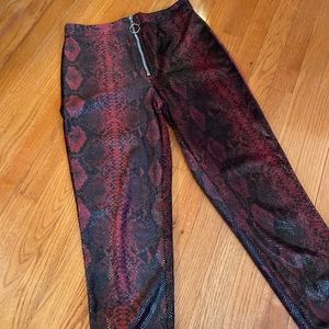 Unique Red Snake Skin Pants